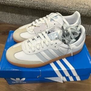Adidas OG Samba White and Halo Blue Sneakers